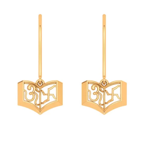 14k Om And Swastika Symbols Gold Earrings  Designs For Women