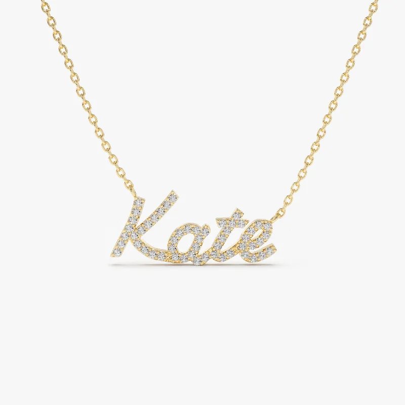 14k Personalized Diamond Name Necklace