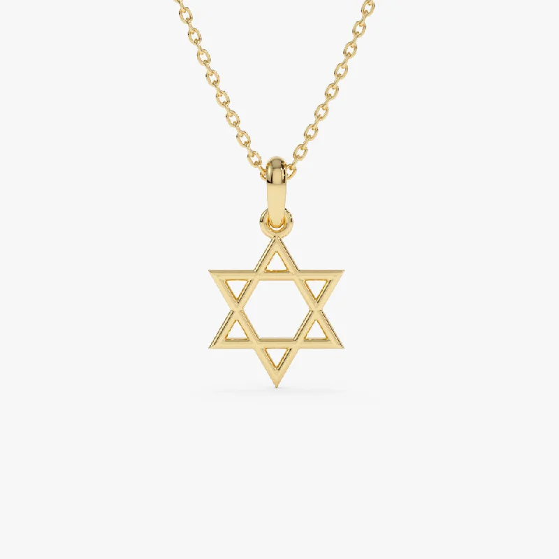 14K Plain Gold Star Of David Necklace