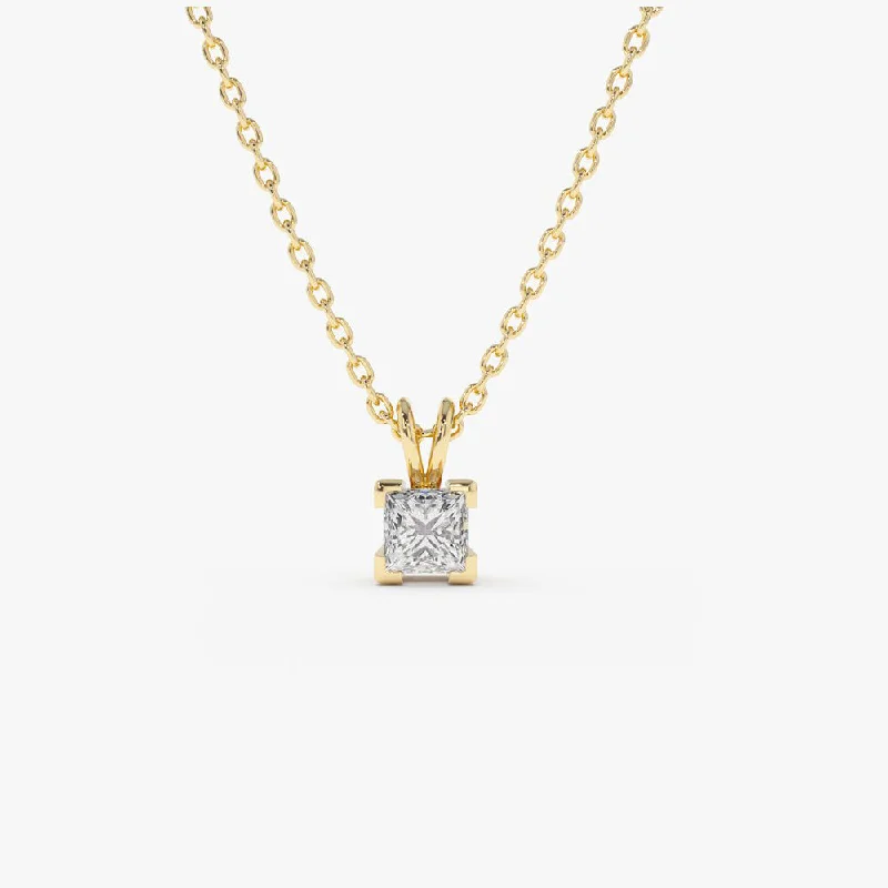 14k Princess-Cut Diamond Solitaire Pendant