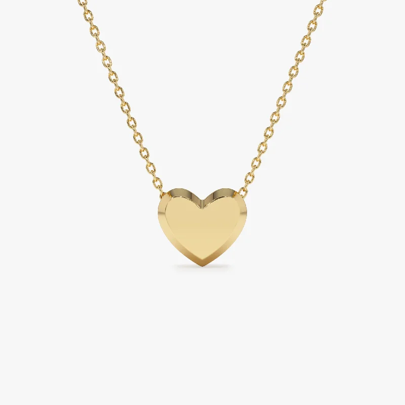 14k Puffed Heart Slider Necklace