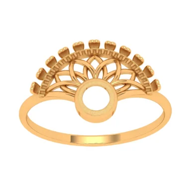 14k Solid Designer Fan-shaped Gold Ring