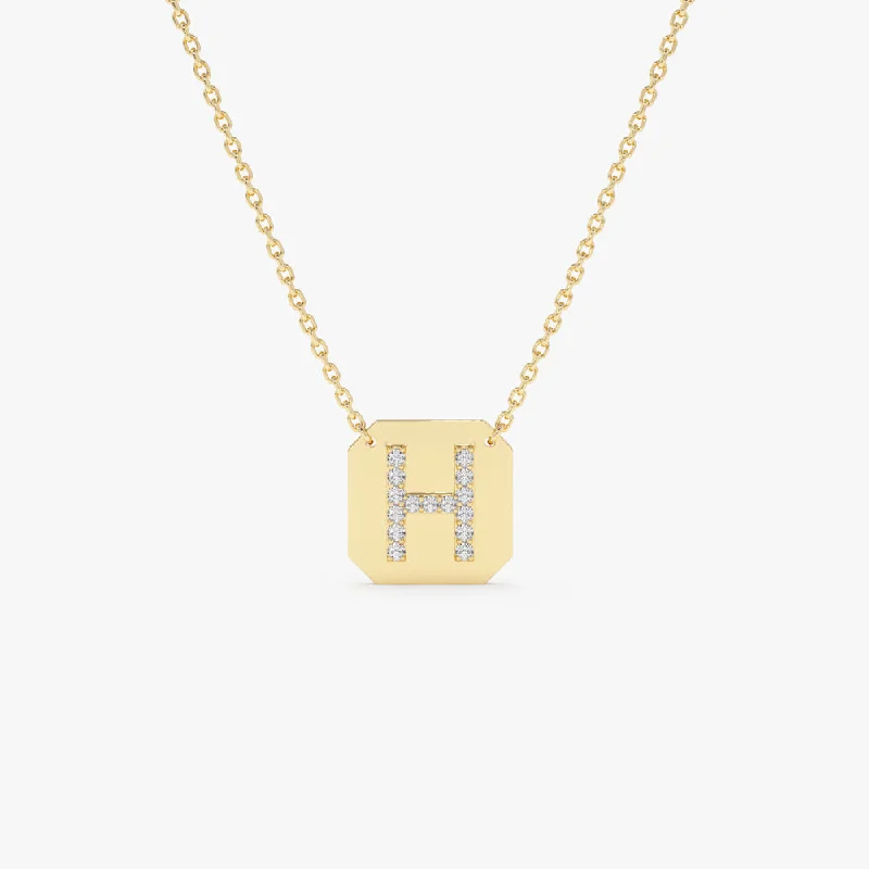 14k Solid Gold Diamond Letter Necklace