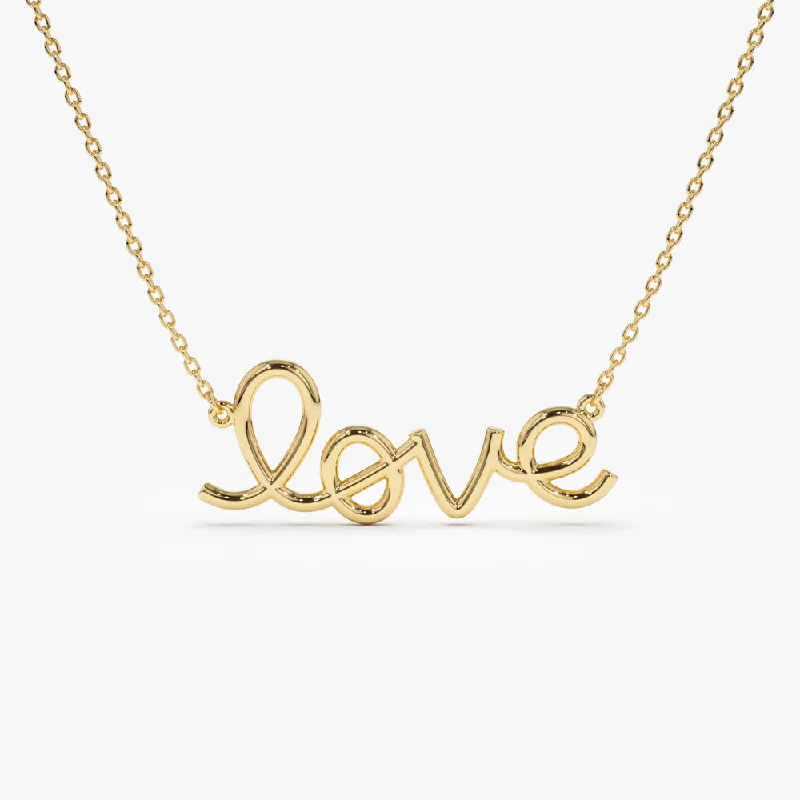 14k Solid Gold Love Necklace