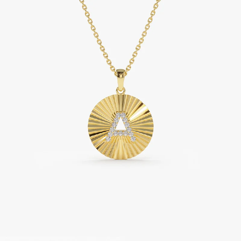 14k Sparkle Disc Diamond Initial Necklace