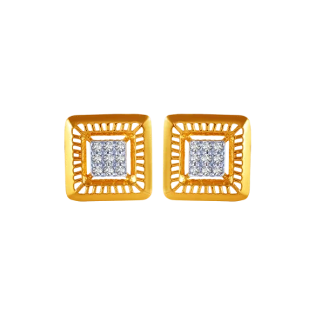 14k Square Gem Gold Earrings From Amazea Collection