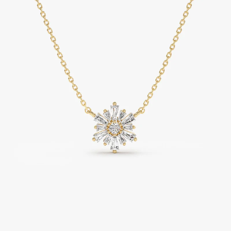 14k Tapered Baguette Diamond Necklace