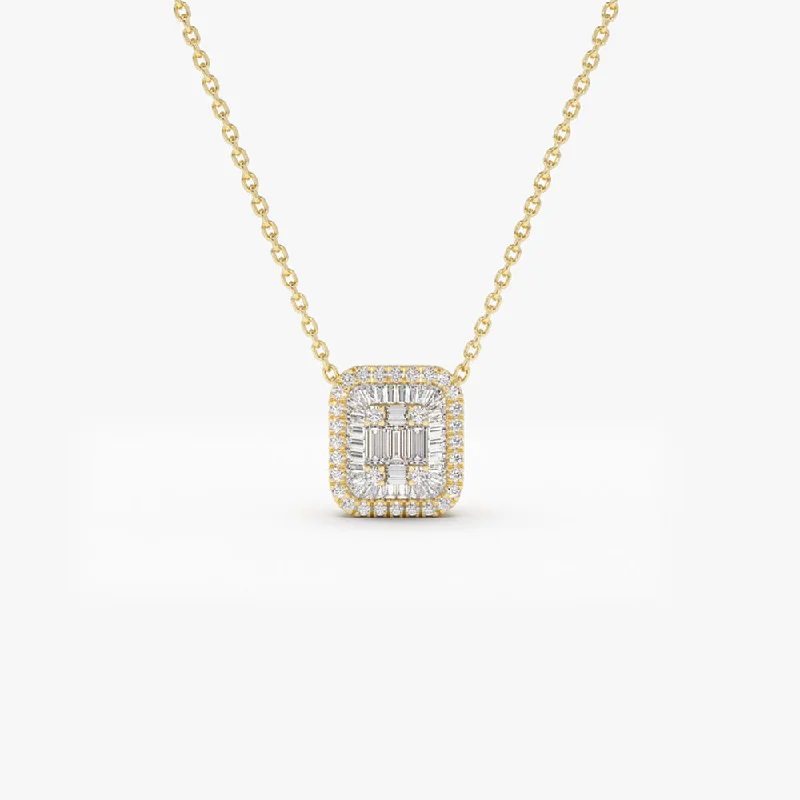 14k Unique Baguette Diamond Statement Necklace