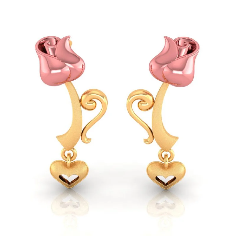 14k Yellow With Heart Gold Earrings