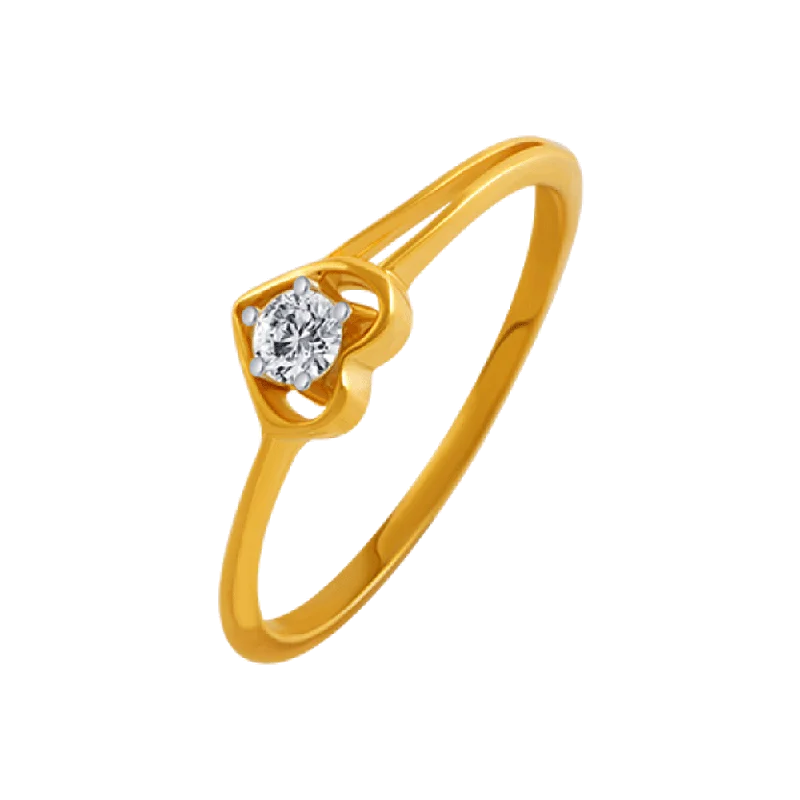 14KT (585) Yellow Gold And American Diamond Ring For Women