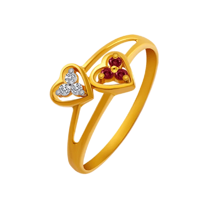 14KT (585) Yellow Gold And American Diamond Ring For Women