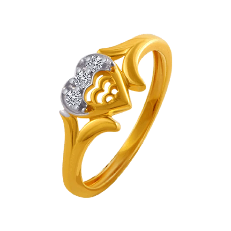 14KT (585) Yellow Gold And American Diamond Ring For Women