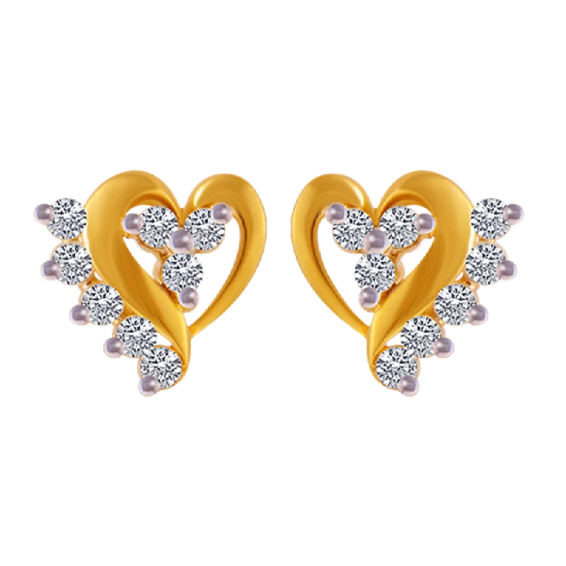 14KT (585) Yellow Gold And American Diamond Stud Earrings For Women