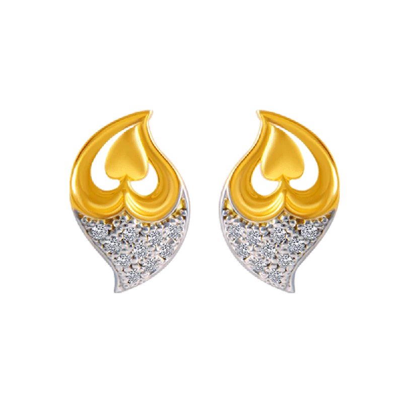 14KT (585) Yellow Gold And American Diamond Stud Earrings For Women