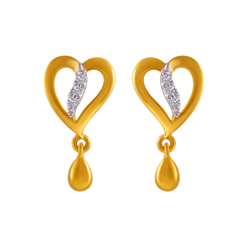 14KT (585) Yellow Gold And American Diamond Stud Earrings For Women