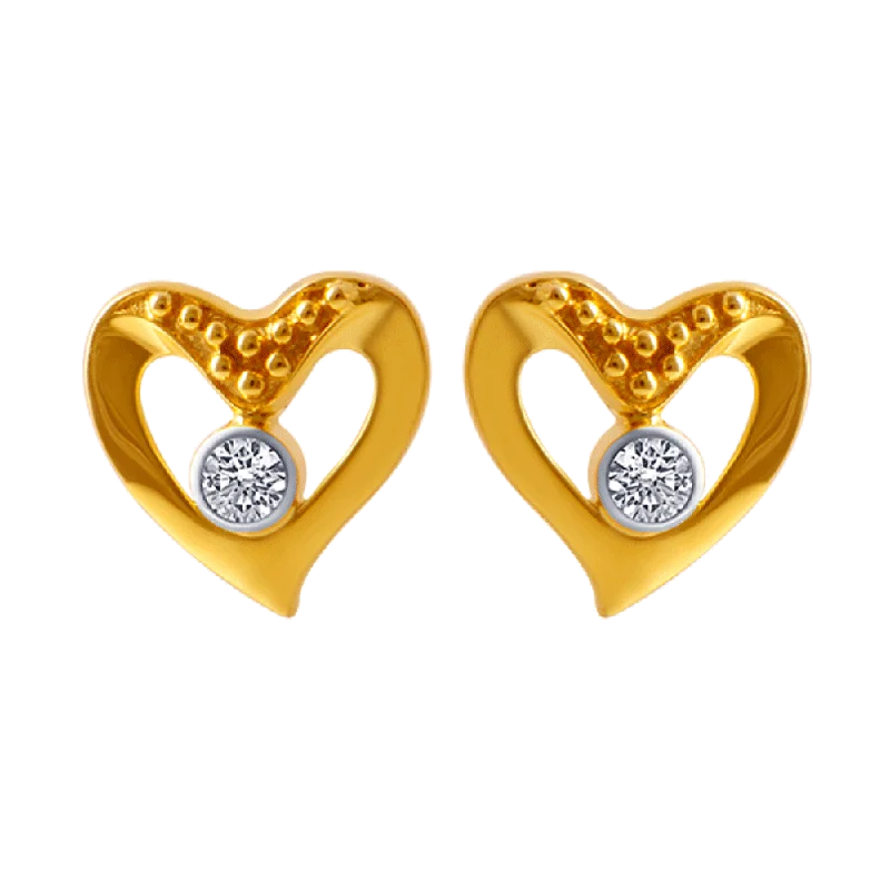 14KT (585) Yellow Gold And American Diamond Stud Earrings For Women