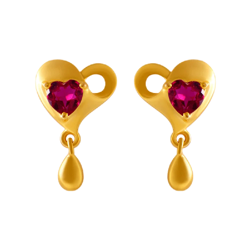 14KT (585) Yellow Gold And American Diamond Stud Earrings For Women