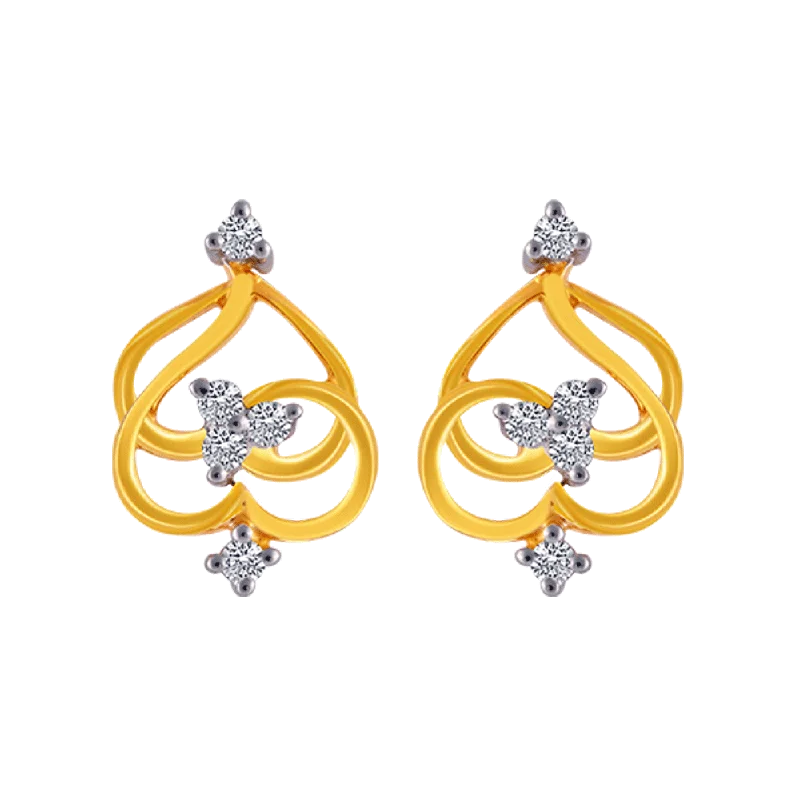 14KT (585) Yellow Gold And American Diamond Stud Earrings For Women