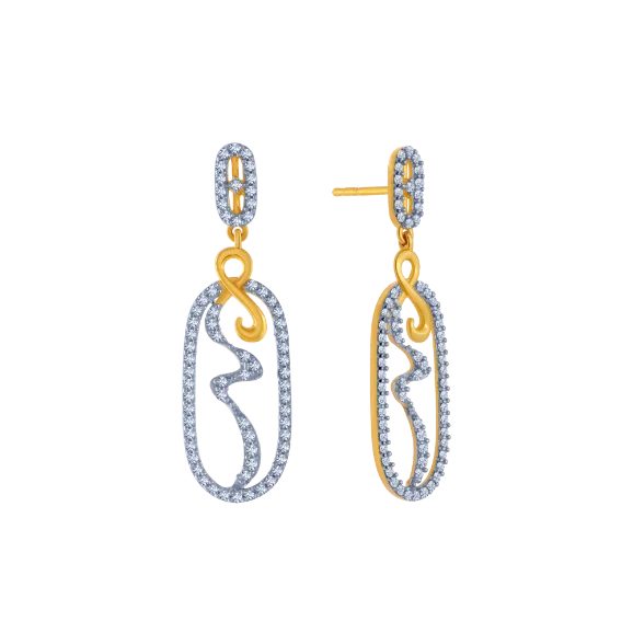 14KT (585) Yellow Gold And American Diamond Stud Earrings For Women