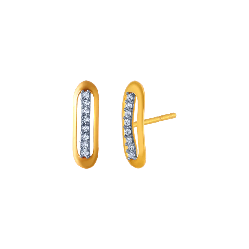 14KT (585) Yellow Gold And American Diamond Stud Earrings For Women