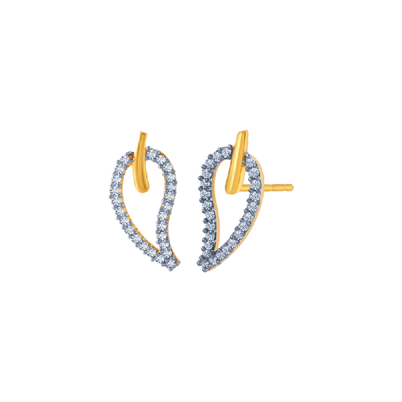 14KT (585) Yellow Gold And American Diamond Stud Earrings For Women