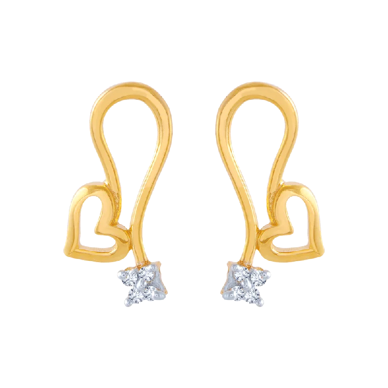 14KT (585) Yellow Gold And American Diamond Stud Earrings For Women