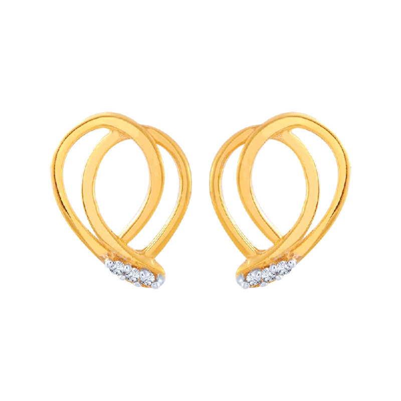 14KT (585) Yellow Gold And American Diamond Stud Earrings For Women