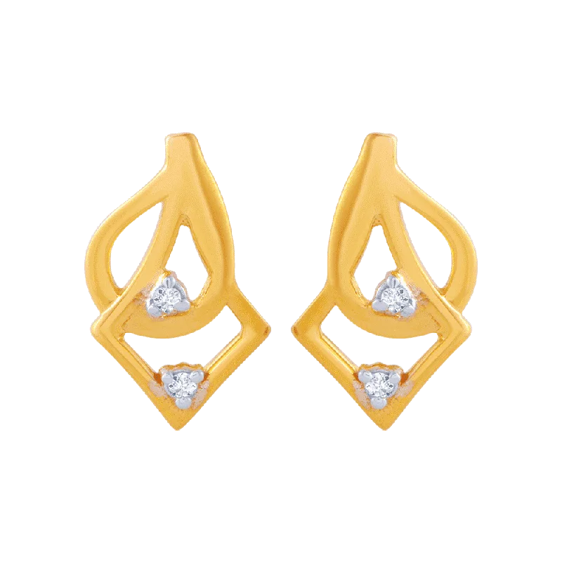 14KT (585) Yellow Gold And American Diamond Stud Earrings For Women