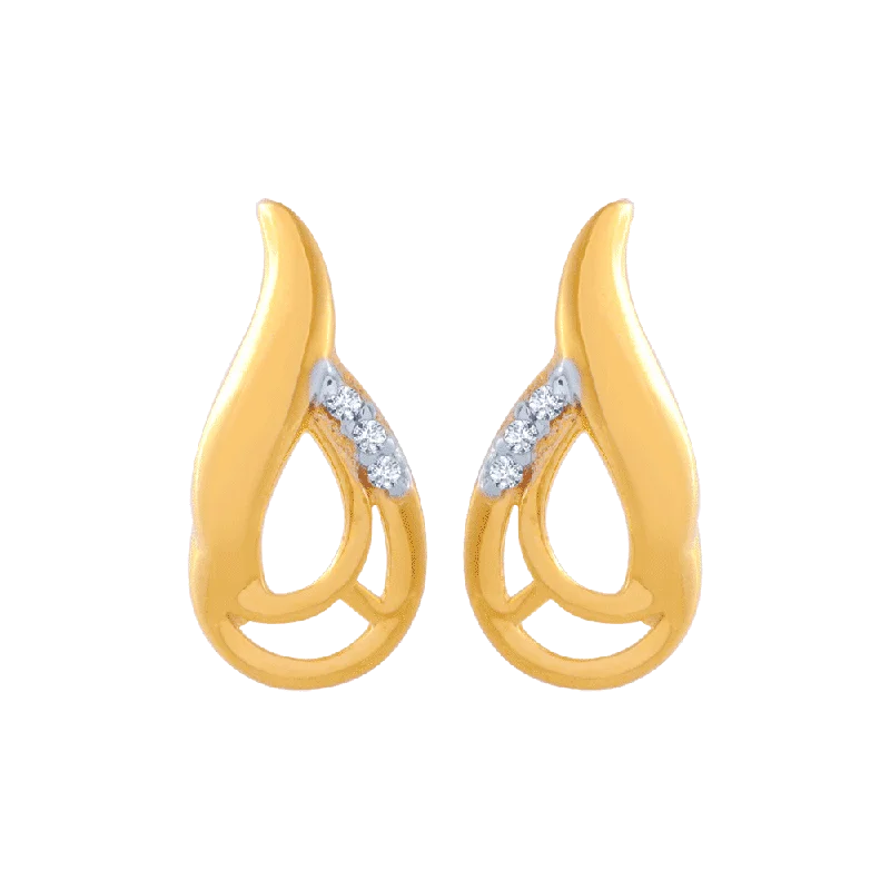 14KT (585) Yellow Gold And American Diamond Stud Earrings For Women