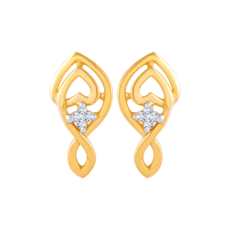 14KT (585) Yellow Gold And American Diamond Stud Earrings For Women