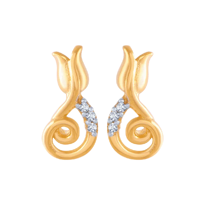 14KT (585) Yellow Gold And American Diamond Stud Earrings For Women