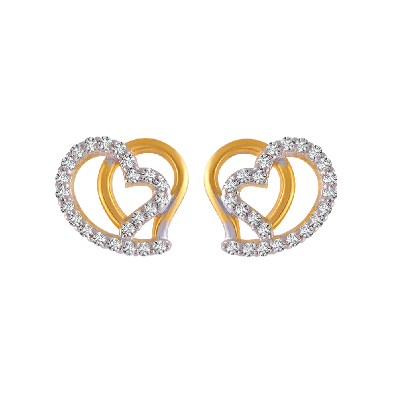 14KT (585) Yellow Gold And American Diamond Stud Earrings For Women