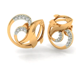 14KT (585) Yellow Gold Stud Earrings For Women