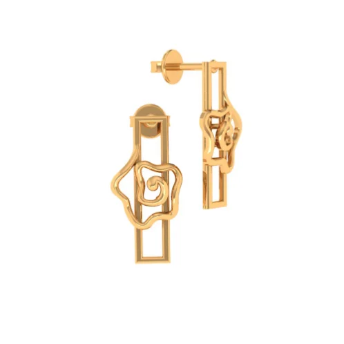 14KT (585) Yellow Gold Stud Earrings For Women