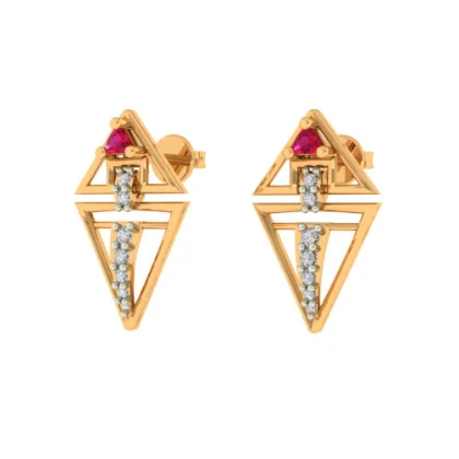 14KT (585) Yellow Gold Stud Earrings For Women