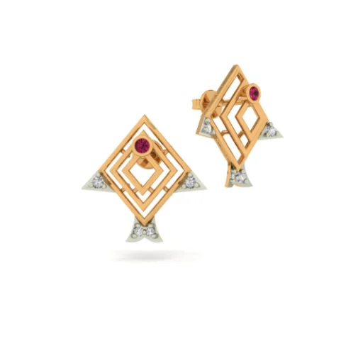 14KT (585) Yellow Gold Stud Earrings For Women