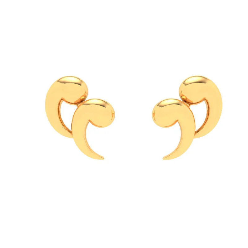 14KT Double Quotation Shaped Gold Stud Earrings From Amazea Collection