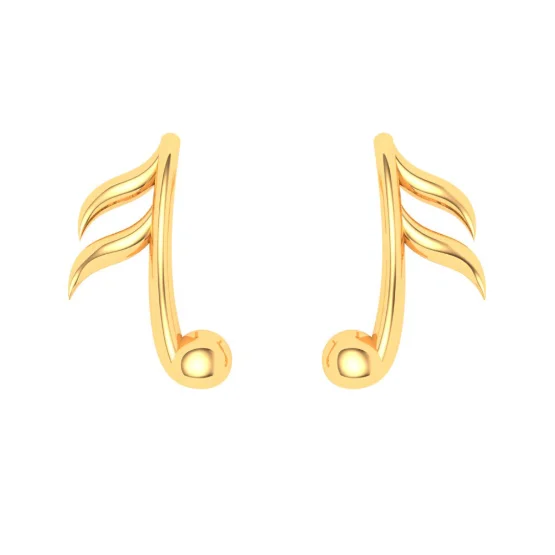 14KT Musical Note Gold Earrings From Amazea Collection