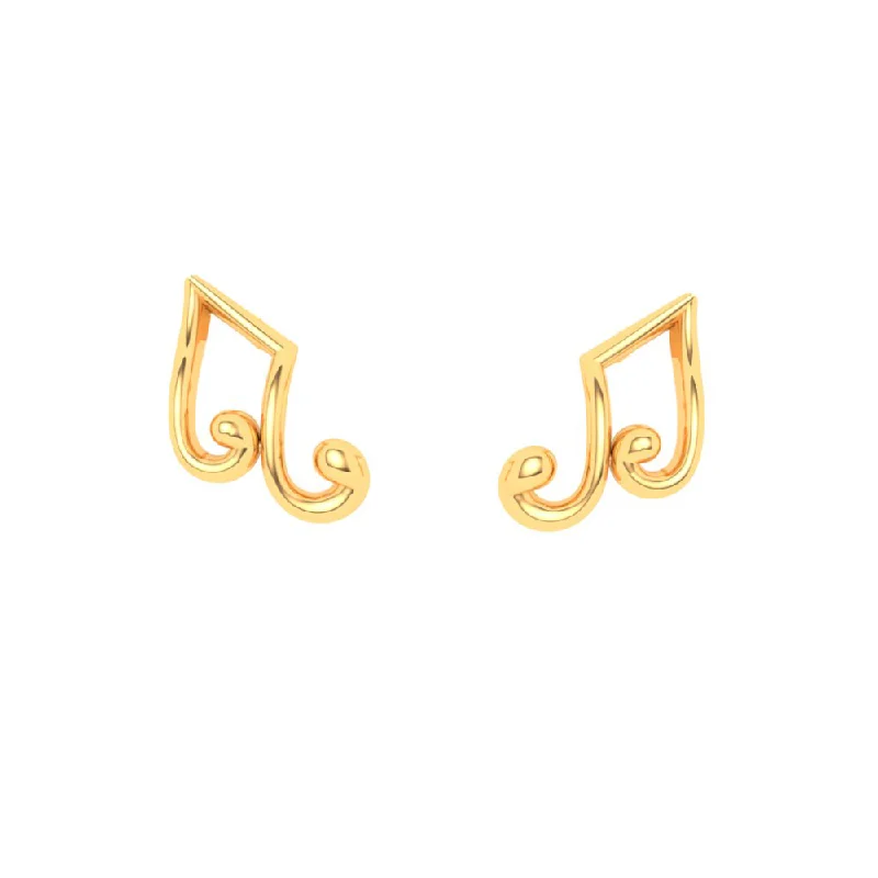 14KT Musical Note Gold Stud Earrings From Amazea Collection