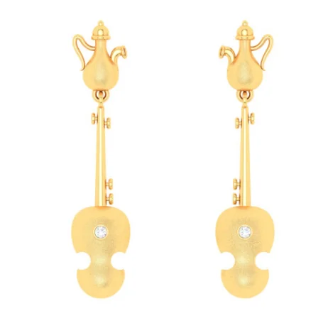 14KT Violin Shaped Gold Earrings From Amazea Collection