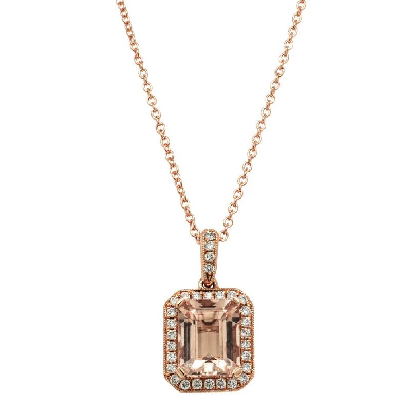 18ct Rose Gold 2.05ct Morganite & Diamond Empire Pendant