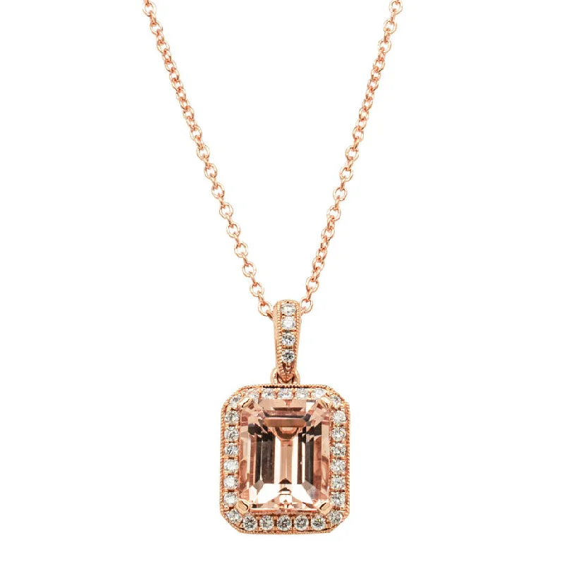 18ct Rose Gold 2.50ct Morganite & Diamond Empire Pendant