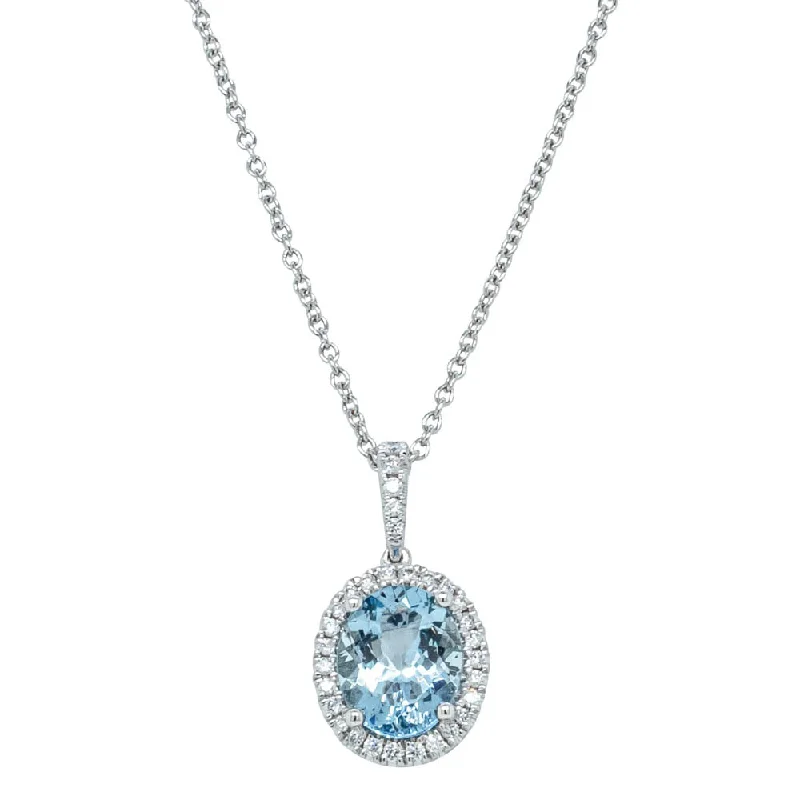 18ct White Gold 1.42ct Aquamarine & Diamond Sierra Pendant