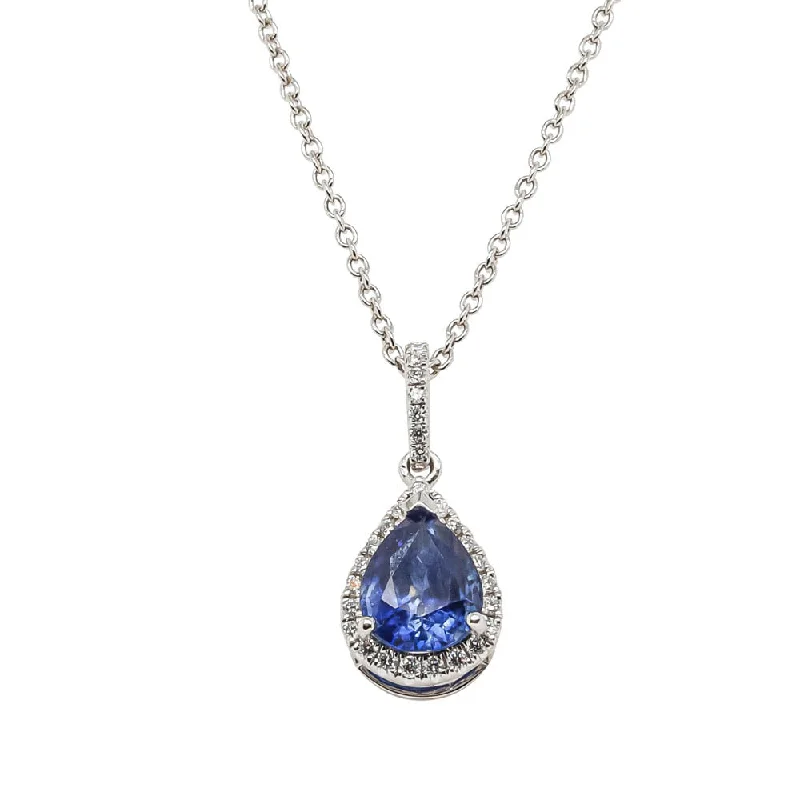 18ct White Gold 1.65ct Sapphire & Diamond Pendant