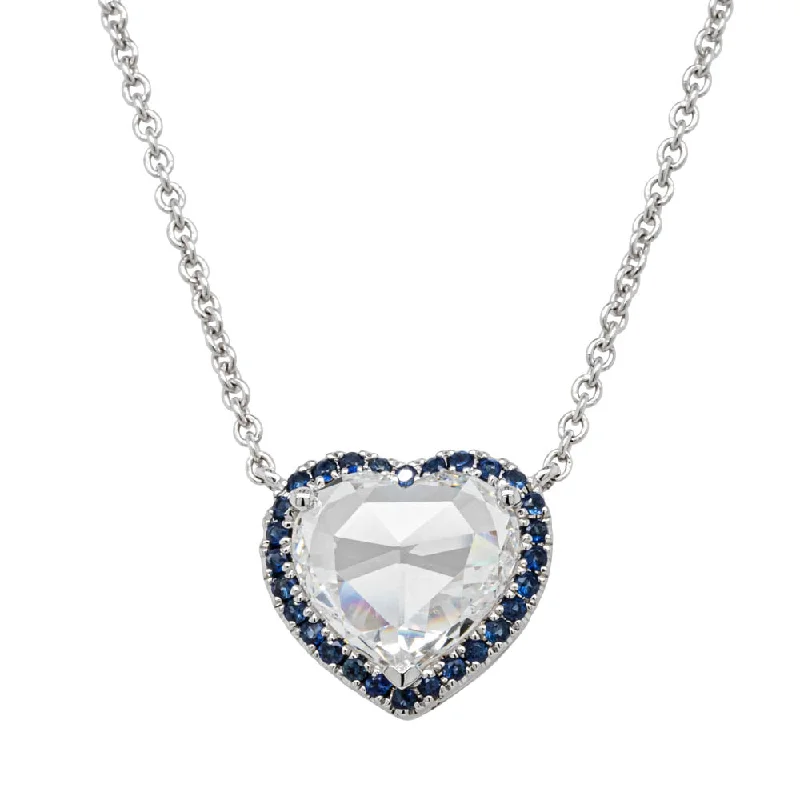 18ct White Gold 1.74ct Diamond & Sapphire Pendant