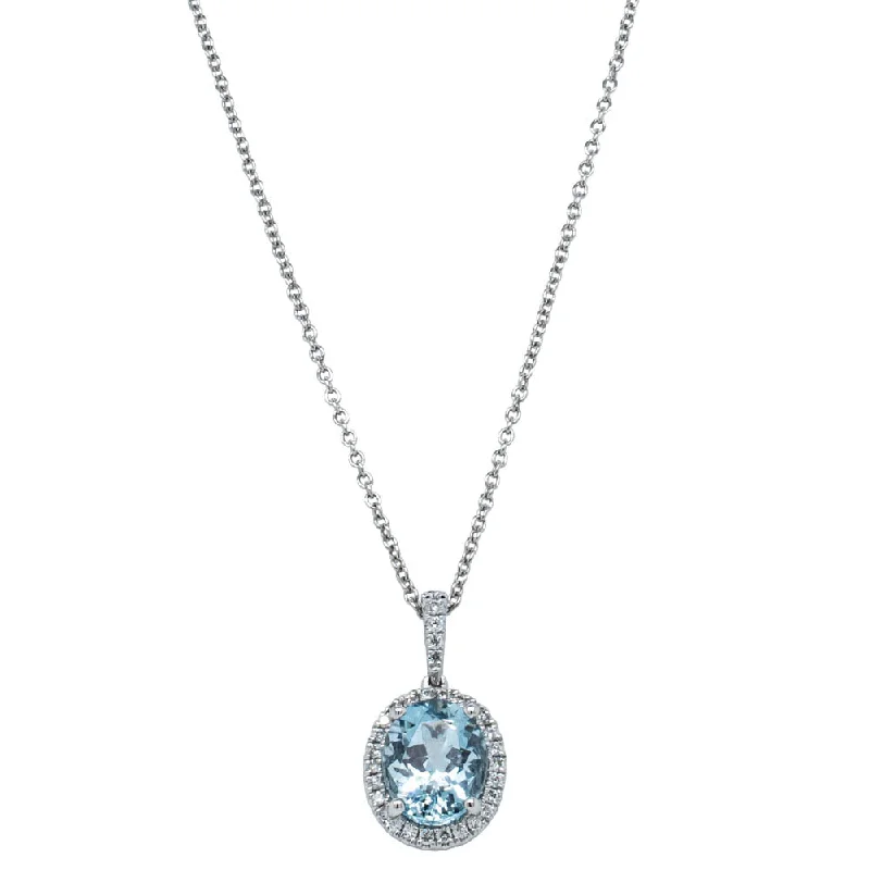 18ct White Gold 1.91ct Aquamarine & Diamond Sierra Pendant