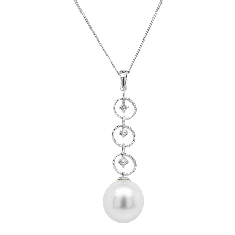 18ct White Gold 12.5mm South Sea Pearl & Diamond Pendant