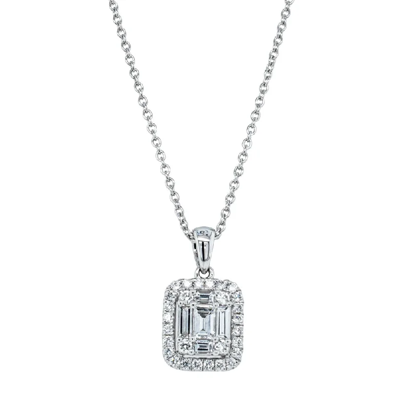 18ct White Gold .14ct Baguette Diamond Necklace