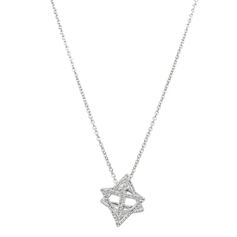 18ct White Gold .19ct Diamond Merkaba Star Necklace