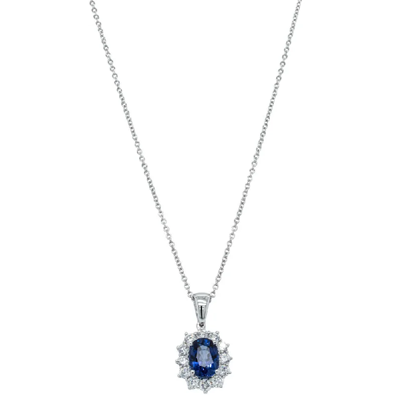 18ct White Gold 2.03ct Sapphire & Diamond Belle Pendant